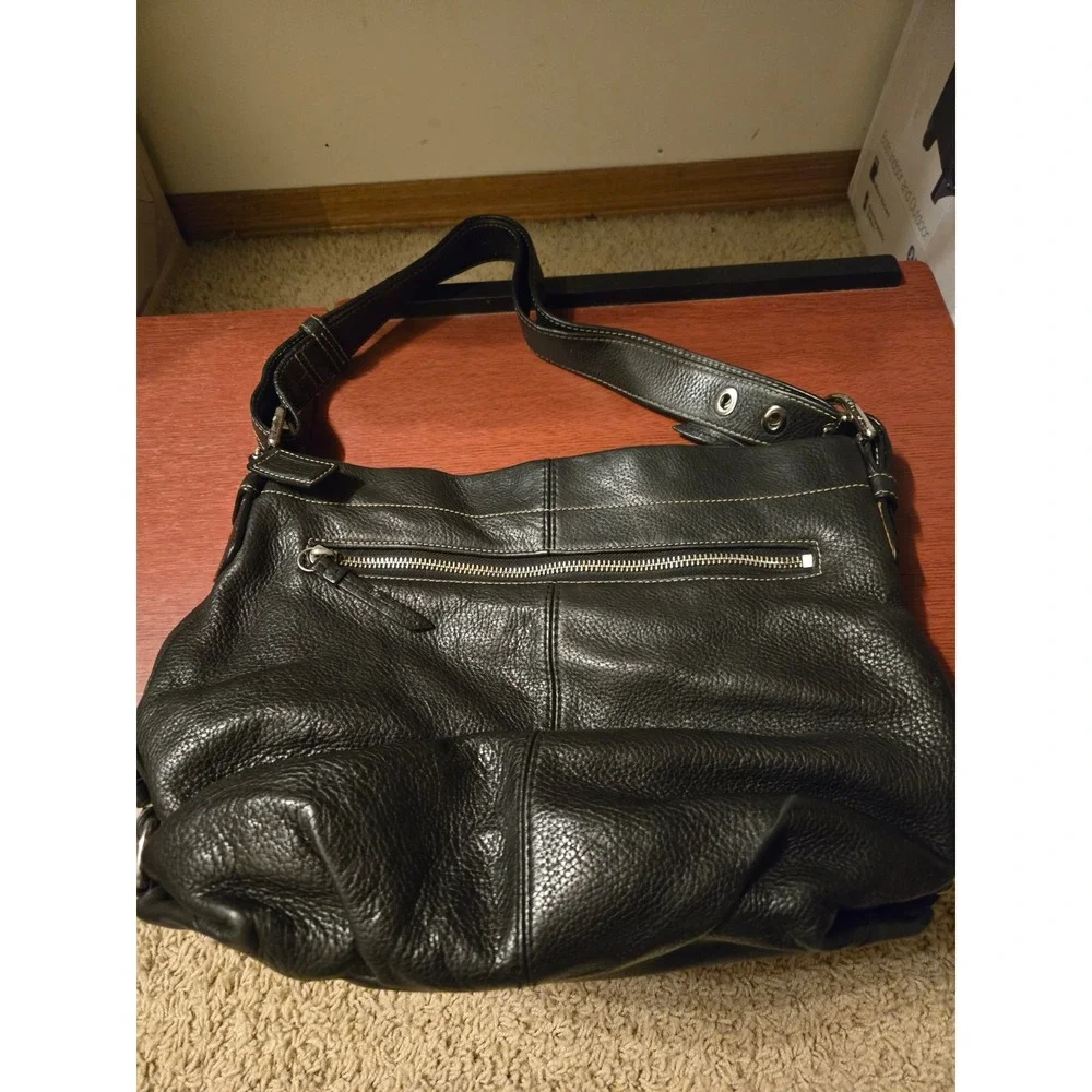 Coach Ergo Black‎ Pebbled Leather Hobo Shoulder Bag 12248 Contrast Stitching